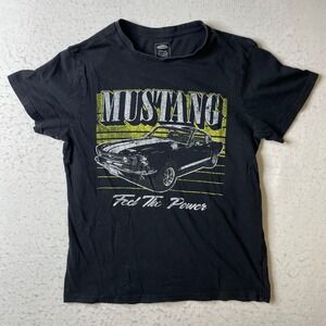 Ford Mustang Feel The Power Graphic T-Shirt Mens Small Black Short‎ Sleeve Tee